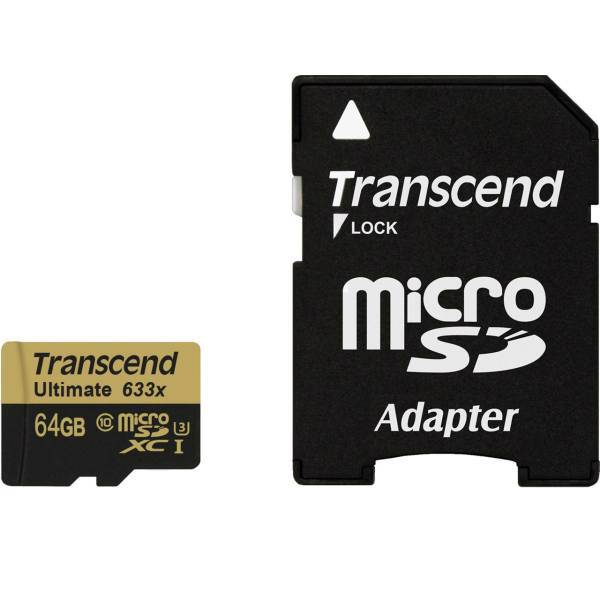 Transcend Ultimate UHS-I U3 Class 10 95MBps 633X microSDXC With Adapter - 64GB، کارت حافظه microSDXC ترنسند مدل Ultimate کلاس 10 استاندارد UHS-I U3 سرعت 95MBps 633X همراه با آداپتور SD ظرفیت 64 گیگابایت