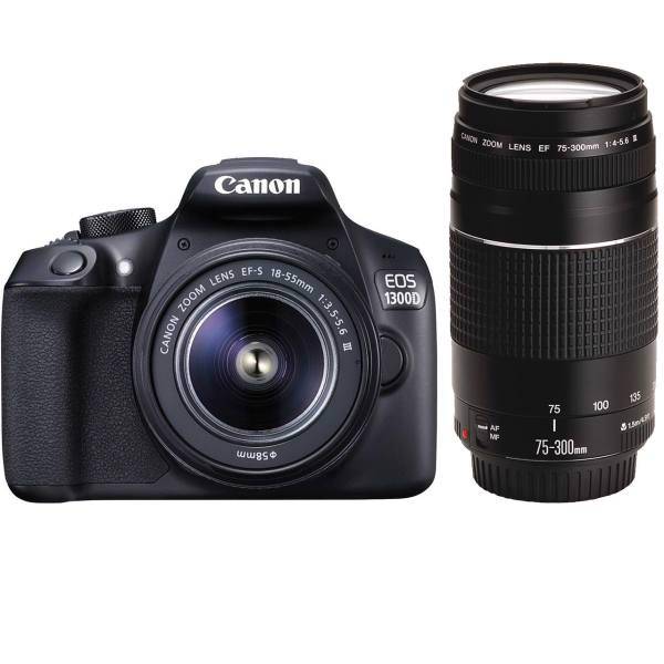 Canon EOS 1300D Digital Camera with 18-55mm DC III And 75-300mm Lenses، دوربین دیجیتال کانن مدل EOS 1300D به همراه لنز 18-55 میلی‌متر DC III و 75-300 میلی‌متر