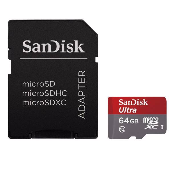 SanDisk Ultra UHS-I Class 10 80MBps 533X microSDXC With Adapter - 64GB، کارت حافظه microSDXC سن دیسک مدل Ultra کلاس 10 استاندارد UHS-I سرعت 533X 80MBps همراه با آداپتور SD ظرفیت 64 گیگابایت