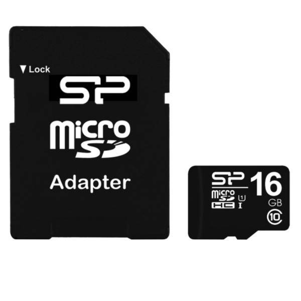 Silicon Power UHS-I U1 Class 10 microSDHC With Adapter - 16GB، کارت حافظه microSDHC سیلیکون پاور کلاس 10 استاندارد UHS-I U1 همراه با آداپتور SD ظرفیت 16 گیگابایت
