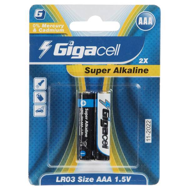 Gigacell Super Alkaline AAA Battery Pack of 2، باتری نیم قلمی گیگاسل مدل Super Alkaline بسته 2 عددی
