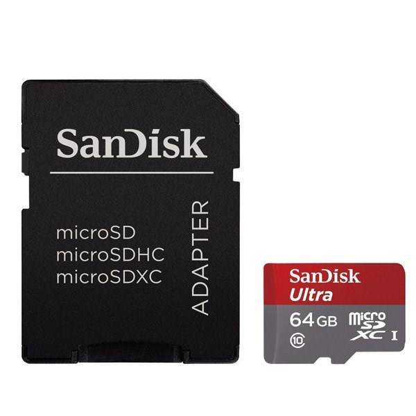 Sandisk Ultra microSDXC 64GB UHS-I Card with Adapter، کارت حافظه سن دیسک microSDXC 64GB UHS-I Card with Adapter
