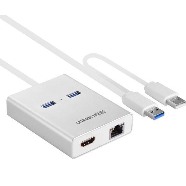 Ugreen 40255 USB3.0 to HDMI/USB3.0/Ethernet Adapter، مبدل USB 3.0 به HDMI/USB3.0/Ethernet یوگرین مدل 40255