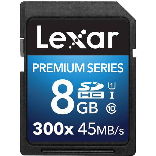 Lexar Premium UHS-I U1 Class 10 300X 45MBps SDHC - 8GB، کارت حافظه SDHC لکسار مدل Premium کلاس 10 استاندارد UHS-I U1 سرعت 45MBps 300X ظرفیت 8 گیگابایت