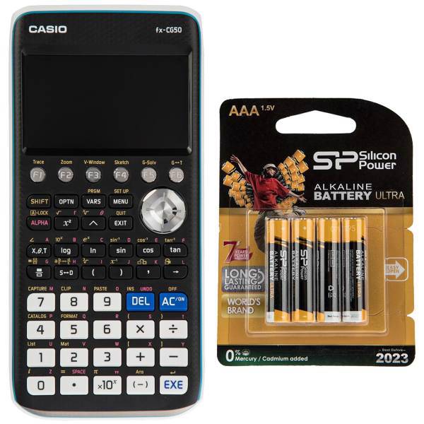 Casio fx-CG50 Calculator With Alkaline AAA Battery Pack Of 4، ماشین حساب کاسیو مدل fx-CG50 به همراه باتری آلکالاین سایز AAA بسته 4 عددی