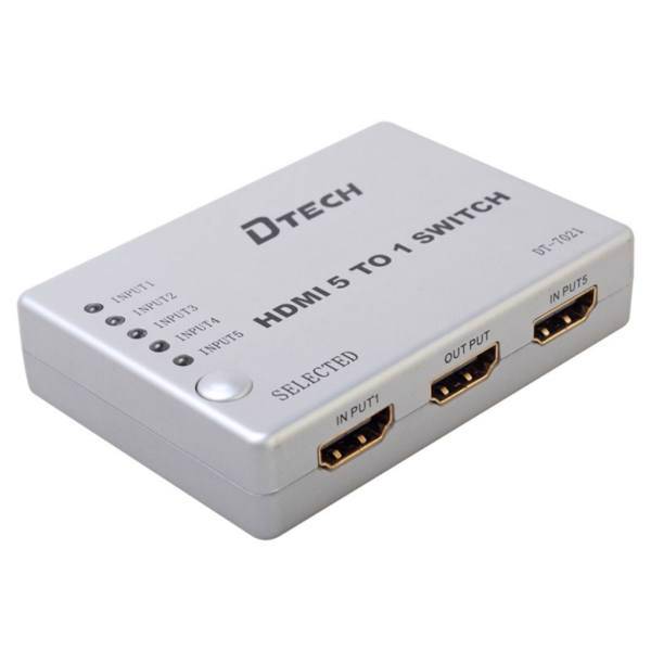 Dtech DT-7021 1x5 HDMI Switch، سوئیچ 1 به 5 HDMI دیتک مدل DT-7021