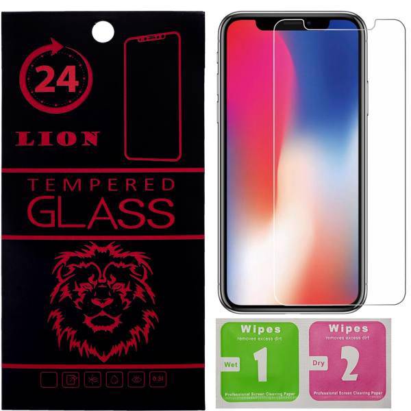 LION 2.5D Full Glass Screen Protector For Apple iphone X، محافظ صفحه نمایش شیشه ای لاین مدل 2.5D مناسب برای گوشی اپل آیفون X