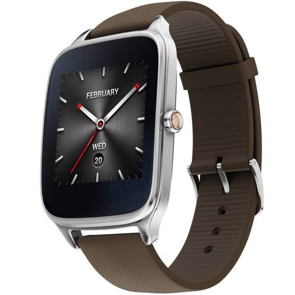 Asus Zenwatch 2 WI501Q SmartWatch With Brown Rubber Strap، ساعت هوشمند ایسوس مدل زن واچ 2 WI501Q با بند لاستیکی