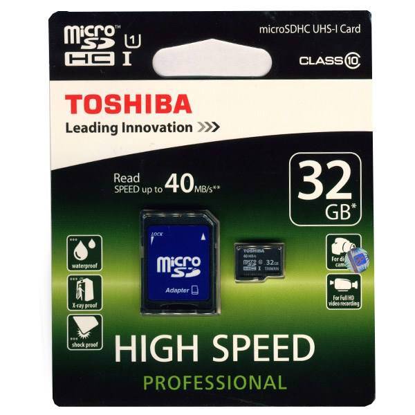 Toshiba High Speed Professional UHS-I U1 40MBps microSDHC With Adapter - 32GB، کارت حافظه microSDHC توشیبا مدل High Speed Professional کلاس 10 استاندارد UHS-I U1 سرعت 40MBps ظرفیت 32 گیگابایت