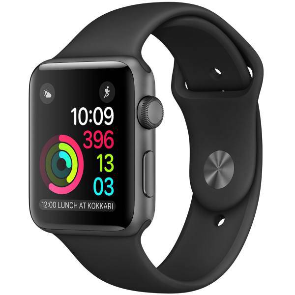 Apple Watch Series 2 42mm Space Gray Aluminum Case with Black Sport Band، ساعت هوشمند اپل واچ سری 2 مدل 42mm Space Gray Aluminum Case with Black Sport Band