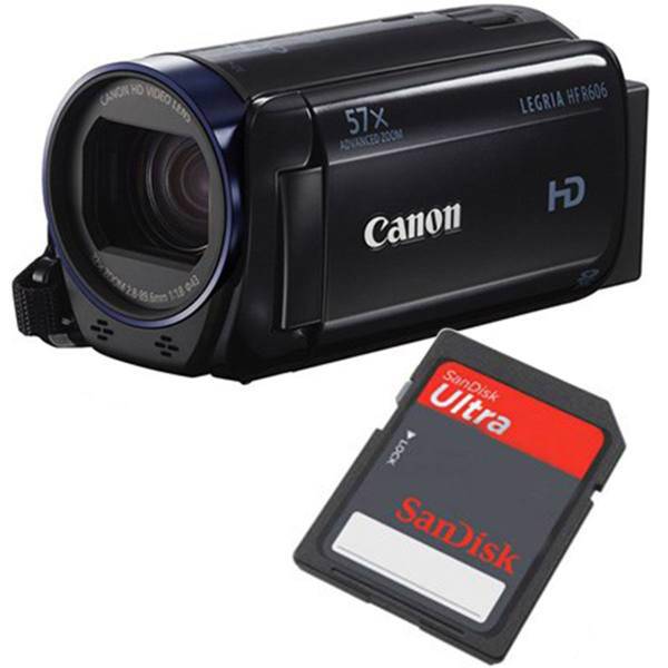 Canon Legria HF R606 With 16GB SD Card Camcorder، دوربین فیلمبرداری کانن لگریا HF R606 به همراه کارت حافظه 16 گیگابایت
