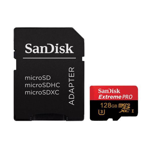 SanDisk Extreme Pro V30 UHS-I U3 Class 10 95MBps 633X microSDXC With Adapter - 128GB، کارت حافظه microSDXC سن دیسک مدل Extreme Pro V30 کلاس 10 استاندارد UHS-I U3 سرعت 95MBps 633X همراه با آداپتور SD ظرفیت 128 گیگابایت