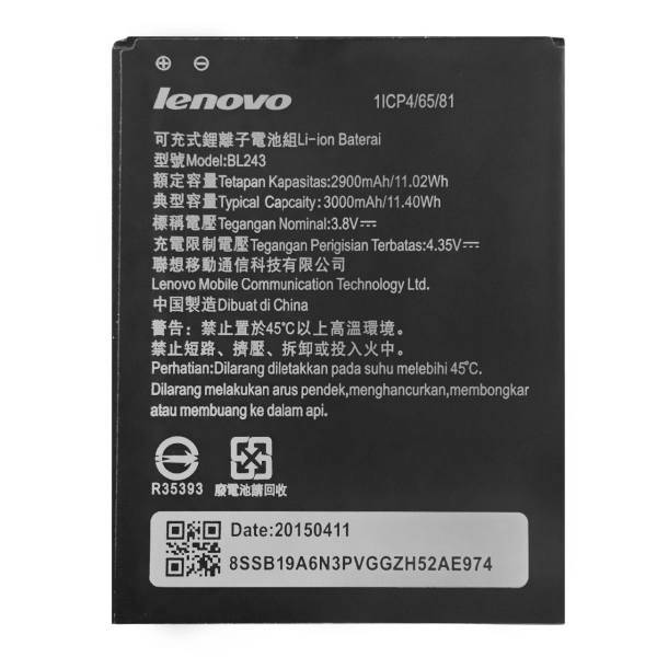 Lenovo BL243 2900mAh Cell Mobile Phone Battery For Lenovo A7000، باتری موبایل لنوو مدل BL243 با ظرفیت 2900mAh مناسب برای گوشی های موبایل لنوو A7000