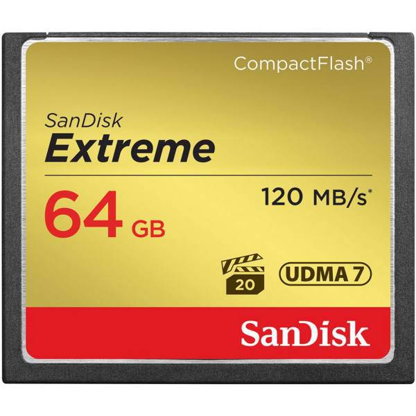 SanDisk Extreme CompactFlash 800X 120MBps - 64GB، کارت حافظه CompactFlash سن دیسک مدل Extreme سرعت 800X 120MBps ظرفیت 64 گیگابایت