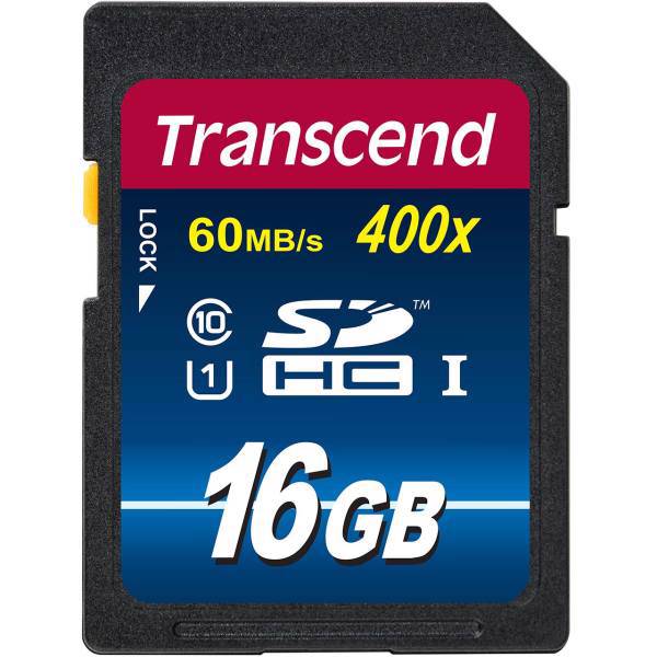 Transcend Premium UHS-I U1 Class 10 60MBps 400X SDHC - 16GB، کارت حافظه‌ SDHC ترنسند مدل Premium کلاس 10 استاندارد UHS-I U1 سرعت 60MBps 400X ظرفیت 16 گیگابایت