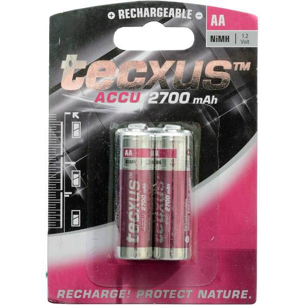 Tecxus NiMh Accu Rechargeable AA 2700 mAh Batteryack of 2، باتری قابل‌شارژ قلمی تکساس مدل Accu بسته‌ی 2 عددی