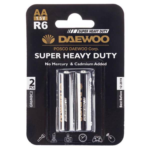 Daewoo Super Heavy Duty AA Battery Pack of 2، باتری قلمی دوو مدل Super Heavy Duty بسته 2 عددی