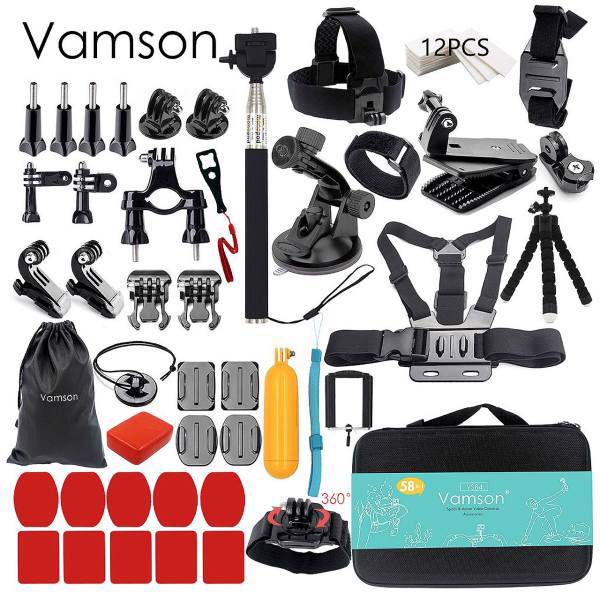 Vamson 58 in 1 Accessories Bag for GoPro Xiaami and Sony Action Cameras، کیف لوازم جانبی ومسان مدل 58 تکه مناسب برای دوربین های ورزشی گوپرو شیامی و سونی