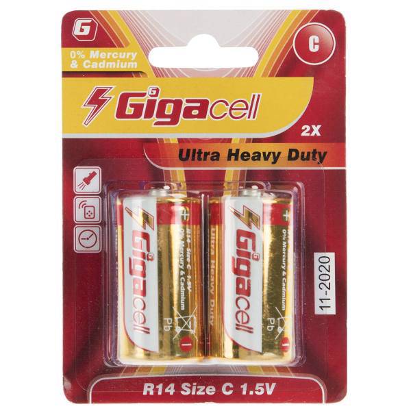 Gigacell Ultra Heavy Duty C Battery Pack of 2، باتری C گیگاسل مدل Ultra Heavy Duty بسته 2 عددی