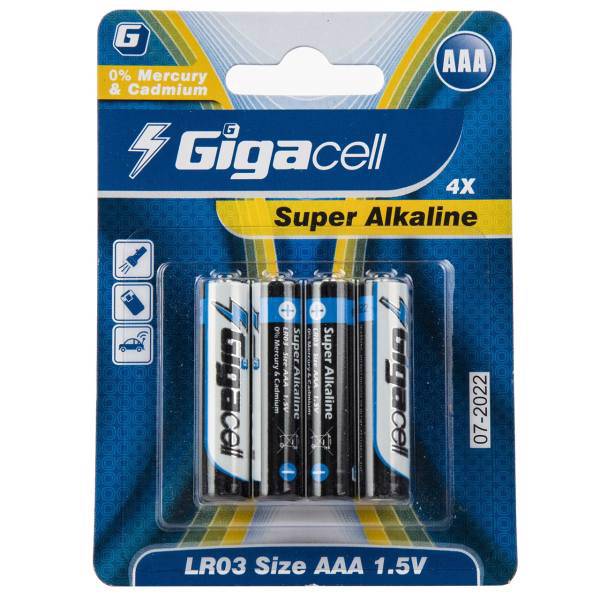 Gigacell Super Alkaline AAA Batteryack of 4، باتری نیم قلمی گیگاسل مدل Super Alkaline - بسته 4 عددی