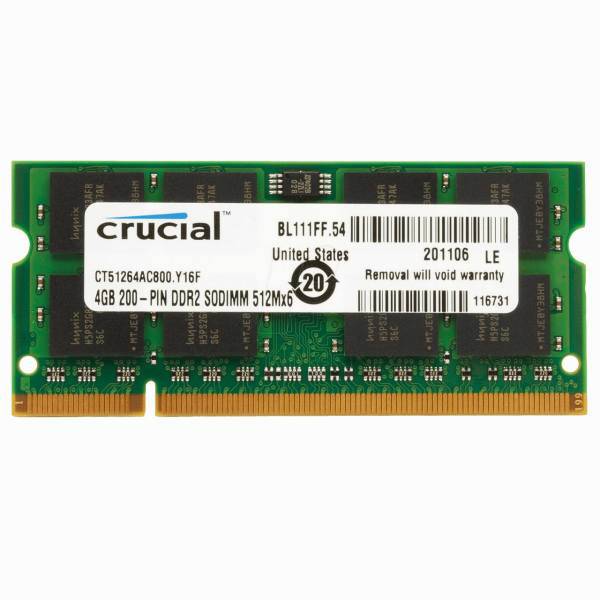 Crucial DDR2 PC2 6400s MHz RAM - 4GB، رم لپ تاپ کروشیال مدل DDR2 PC2 6400s MHz ظرفیت 4گیگابایت