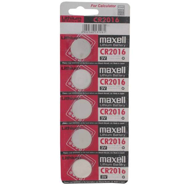 Maxell Lithium CR2016 minicell Pack Of 5، باتری سکه ای مکسل مدل CR2016 بسته 5 عددی