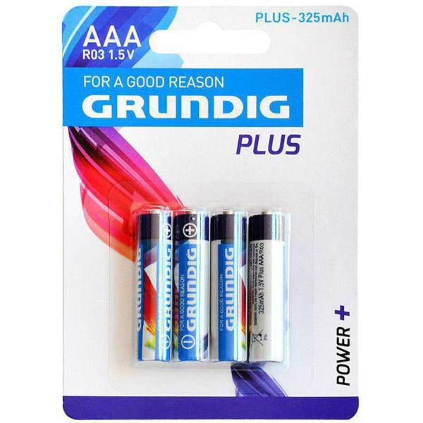 Grundig Plus 325mAh AAA Battery Pack Of 4، باتری نیم قلمی گروندیگ مدل Plus با ظرفیت 325 میلی آمپر ساعت بسته 4 عددی