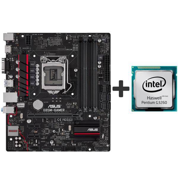 ASUS B85M-GAMER Motherboard with Intel Haswell Pentium G3260 CPU، مادربرد ایسوس مدل B85M-GAMER همراه با پردازنده مرکزی اینتل مدل Haswell Pentium G3260