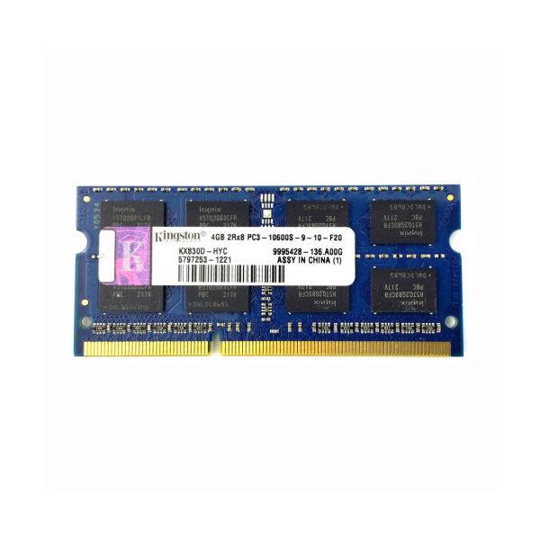Kingston DDR3 PC3 10600s MHz 1333 RAM 4GB، رم لپ تاپ کینگستون مدل 1333 DDR3 PC3 10600S MHz ظرفیت 4 گیگابایت