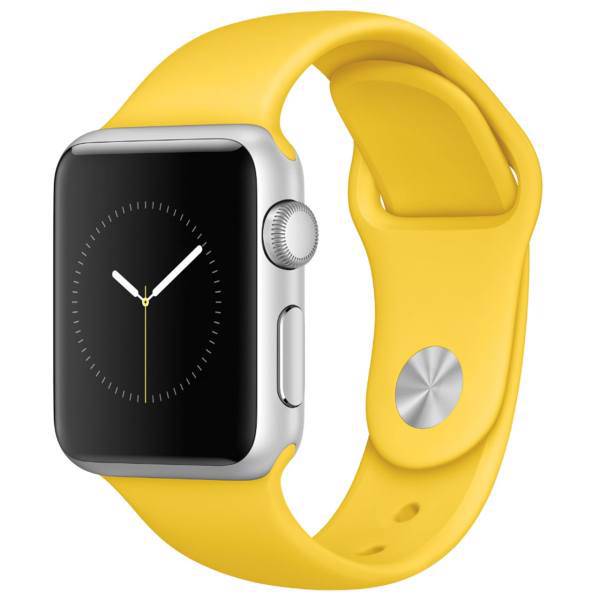 Apple Watch 38mm Silver Aluminium Case With Yellow Sport Band، ساعت هوشمند اپل واچ مدل 38mm Silver Aluminium Case With Yellow Sport Band