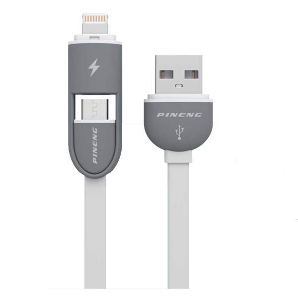Pineng PN-301 USB To Lightning And microUSB Cable 1m، کابل تبدیل USB به لایتنینگ و microUSB پیننگ مدل PN-301 به طول 1 متر