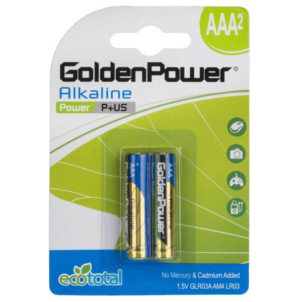 Golden Power Power P Plus US AAA Battery Pack Of 2، باتری نیم قلمی گلدن پاور مدل Power P Plus US بسته 2 عددی