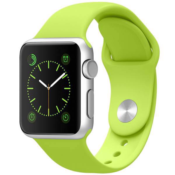 Apple Watch 38mm Silver Aluminum Case With Green Sport Band، ساعت مچی هوشمند اپل واچ مدل 38mm Silver Aluminum Case With Green Sport Band