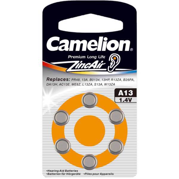 Camelion A13 Hearing Aid Battery Pack Of 6، باتری سمعک کملیون مدل A13 بسته 6 عددی