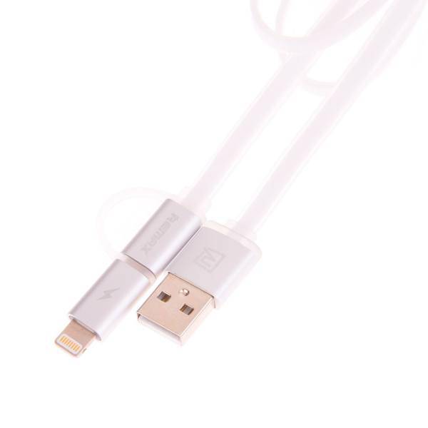 Remax Aurora Flat USB To microUSB/Lightning Cable 1m، کابل تبدیل USB به microUSB/لایتنینگ ریمکس مدل Aurora طول 1 متر
