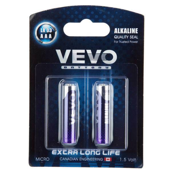 VEVO Alkaline LR03 AAA Battery Pack of 2، باتری نیم قلمی ویوو مدل Alkaline LR03 بسته 2 عددی