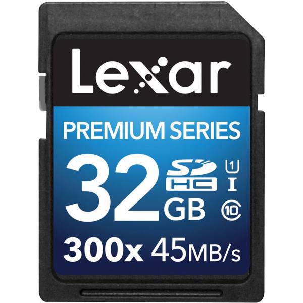 Lexar Premium UHS-I U1 Class 10 300X 45MBps SDHC - 32GB، کارت حافظه SDHC لکسار مدل Premium کلاس 10 استاندارد UHS-I U1 سرعت 45MBps 300X ظرفیت 32 گیگابایت