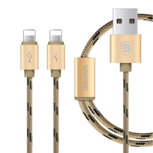 Baseus Portman 2 In 1 Dual Lightning Cable 1.2m، کابل تبدیل USB به لایتنینگ باسئوس مدل Portman 2 In 1 به طول 1.2 متر