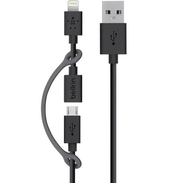 Belkin F8J080BT03 USB To Lightning/microUSB Cable 0.9m، کابل تبدیل USB به لایتنینگ/microUSB بلکین مدل F8J080BT03 طول 0.9 متر
