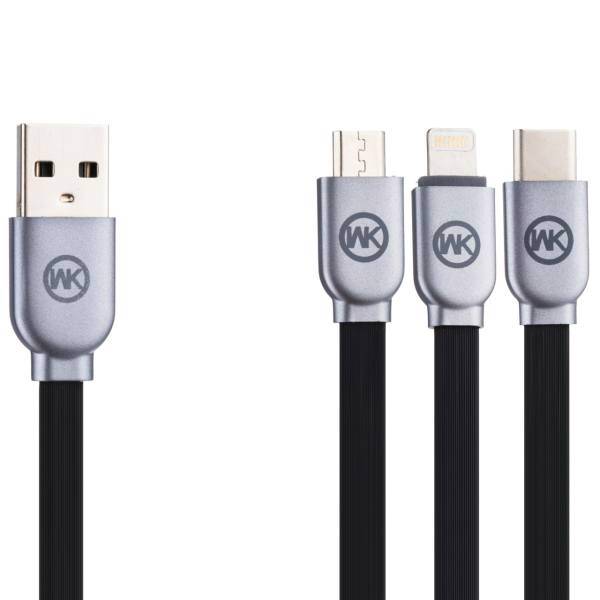 WK Design WDC-010 USB to microUSB/USB-C/Lightning Cable 1m، کابل تبدیل USB به microUSB/USB-C/لایتنینگ دابلیو کی دیزاین مدل WDC-010 طول 1 متر
