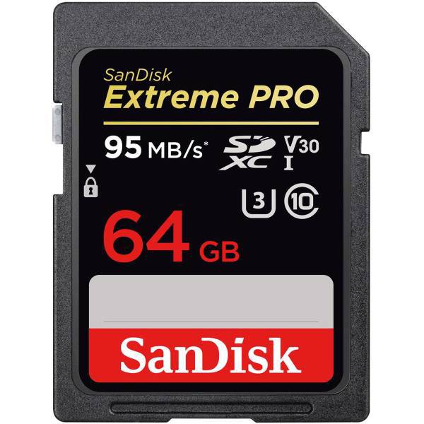 SanDisk Extreme Pro V30 Class 10 UHS-I U3 633X 95MBps SDXC - 64GB، کارت حافظه SDXC سن دیسک مدل Extreme Pro V30 کلاس 10 استاندارد UHS-I U3 سرعت 633X 95MBps ظرفیت 64 گیگابایت