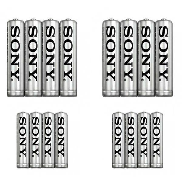 Sony New Ultra AA and AAA Battery Pack Of 16، باتری قلمی و نیم قلمی سونی مدل New Ultra بسته 16 عددی