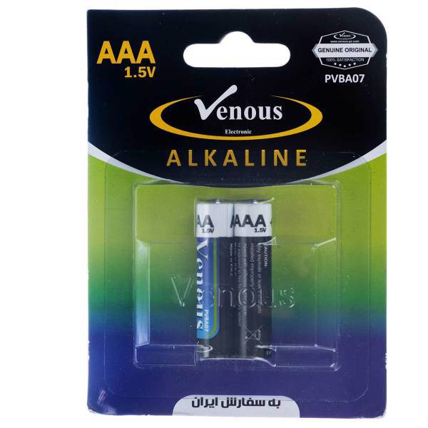 Venous Alkaline AAA Battery Pack of 2، باتری نیم قلمی ونوس مدل Alkaline بسته 2 عددی