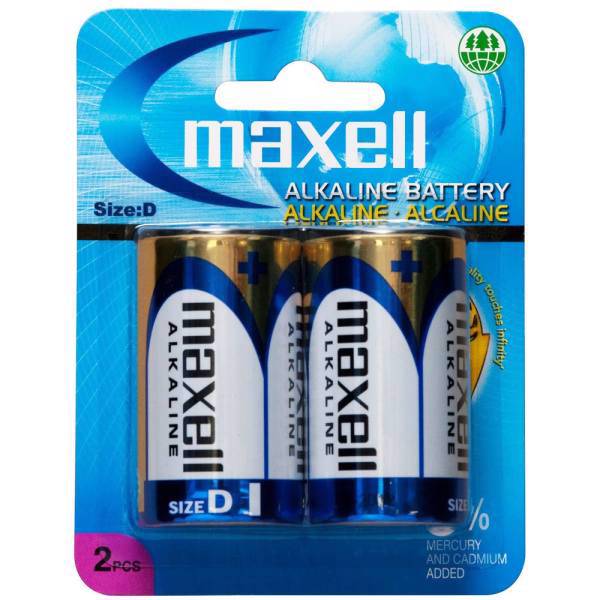 Maxell Alkaline D Battery Pack Of 2، باتری سایز بزرگ مکسل مدل Alkaline بسته 2 عددی