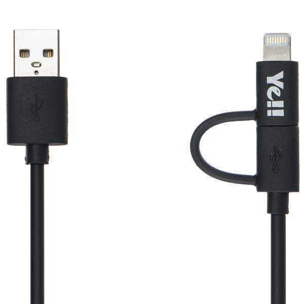 Yell BA10DLM USB To microUSB And Lightning Cable 0.9m، کابل تبدیل USB به microUSB و لایتنینگ یل مدل BA10DLM طول 0.9 متر