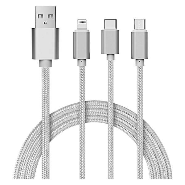 My Candy UU02 USB to microUSB and Lightning and USB-C Cable، کابل تبدیل USB به microUSB و لایتنینگ و USB-C مای کندی مدل UU02