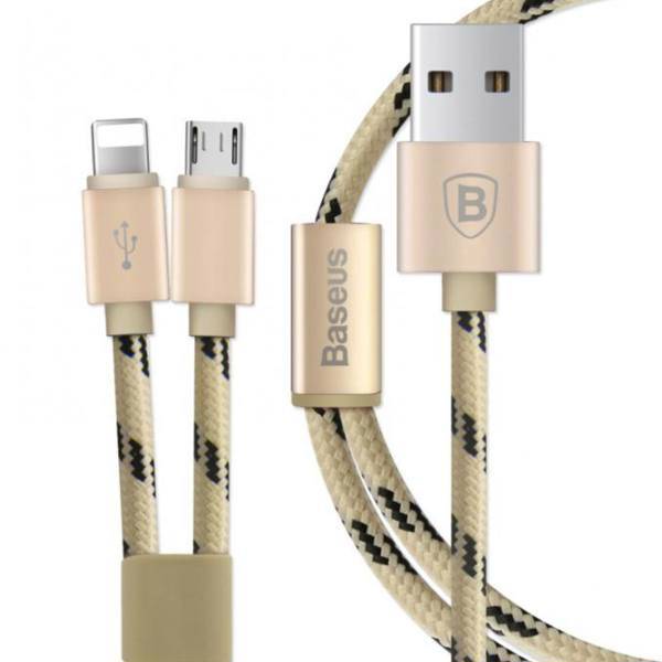 Baseus Portman 2 In 1 USB To microUSB And Lightning Cable 1.2m، کابل تبدیل USB به microUSB و لایتنینگ باسئوس مدل Portman 2 In 1 به طول 1.2 متر