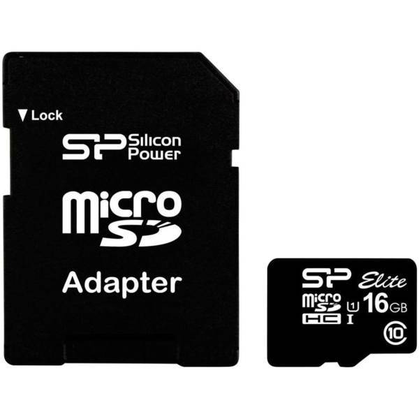 Silicon Power Elite UHS-I U1 Class 10 40MBps microSDHC With Adapter - 16GB، کارت حافظه سیلیکون پاور مدل Elite کلاس 10 استاندارد UHS-I U1 سرعت40MBps همراه با آداپتور تبدیل - 16GB