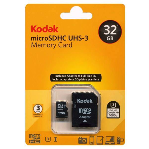 Kodak UHS-I U3 Class 10 90MBps microSDHC With Adapter - 32GB، کارت حافظه microSDHC کداک کلاس 10 استاندارد UHS-I U3 سرعت 90MBps همراه با آداپتور SD ظرفیت 32 گیگابایت