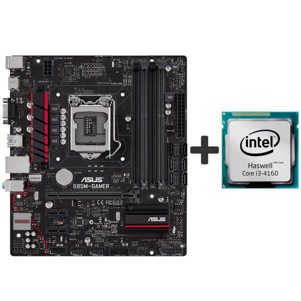 ASUS B85M-GAMER Motherboard with Intel Haswell Core i3-4160 CPU، مادربرد ایسوس مدل B85M-GAMER همراه با پردازنده مرکزی اینتل مدل Haswell Core i3-4160